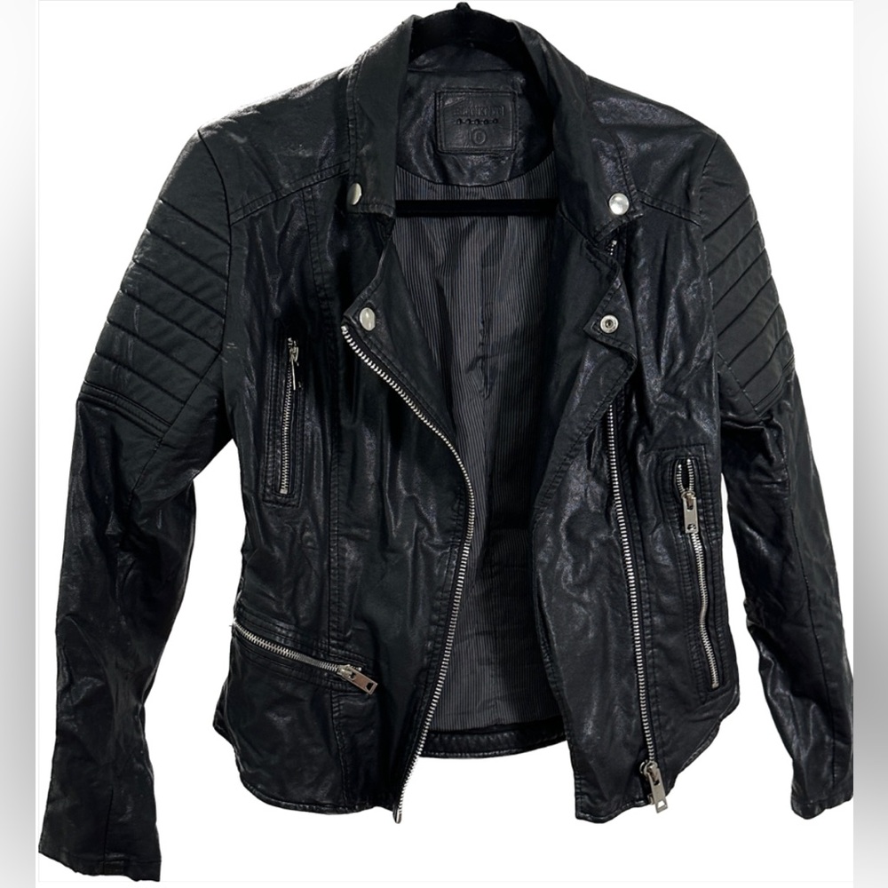 Faux leather biker jacket